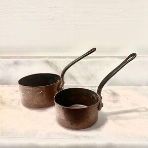 Antique Pair of Copper Sauce Pans or Small cooking Pots